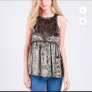 POL crushed velvet green bohemian top